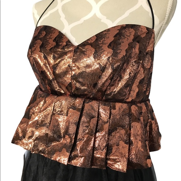 Vintage Silk Stephan Caras Black & Metallic Designer Gown Size 14 - Picture 3 of 10